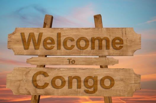 welcome to congo sing on wood background