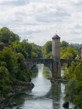 Orthez old bridge in the french pyrenees