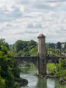 Orthez old bridge in the french pyrenees
