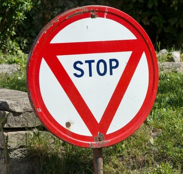 a vintage stop sign