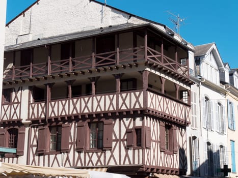 French timbered house facade in Pyrenees