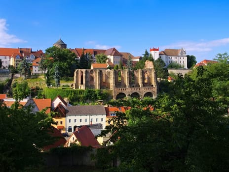 Bautzen Ortenburg und Nicolaikirchenruine in der Oberlausitz - castle Ortenburg and St Nikolai Church ruin,Bautzen,Saxony,Upper Lusatia in Germany
