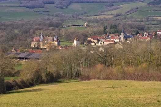 Commarin Chateau in Burgund,Frankreich - Chateau and village Commarin in Burgundy,France