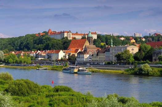 Pirna,Stadtansicht über die Elbe - View over the River Elbe to the town Pirna,Saxony,Germany,Europe