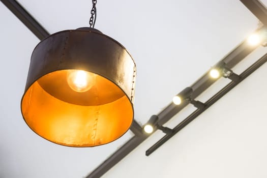 Retro light grey hanging lamp, stock photo