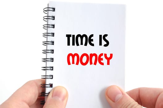 Time is money text concept isolated over white background