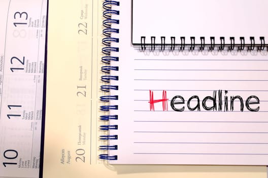 Headline news text concept write on notebook