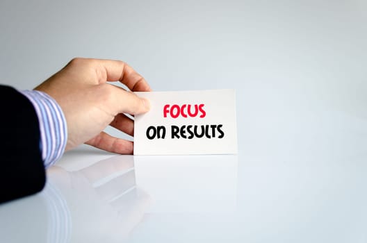 Focus on results text concept isolated over white background