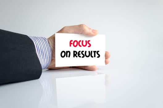 Focus on results text concept isolated over white background