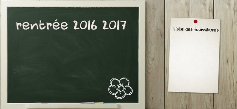 "rentree 2016 2017"" written on  blackboard and paper"