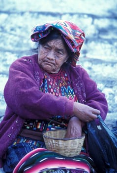 people in traditional clotes at the Market in the Village of  Chichi or Chichicastenango in Guatemala in central America.