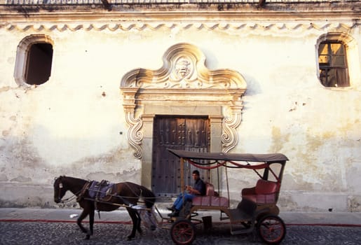 the old town in the city of Antigua in Guatemala in Central America.