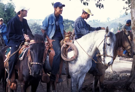 cowboys in the town of Antigua in Guatemala in Central America.