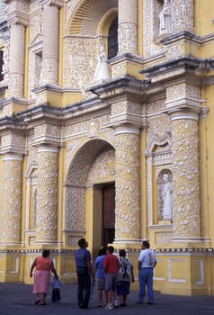 the church senora de la nerced in the old town in the city of Antigua in Guatemala in central America.