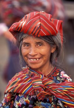 people in traditional clotes at the Market in the Village of  Chichi or Chichicastenango in Guatemala in central America.