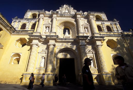the church senora de la nerced in the old town in the city of Antigua in Guatemala in central America.