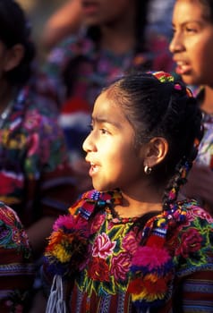 childer at a dance shoe in the old town in the city of Antigua in Guatemala in central America.
