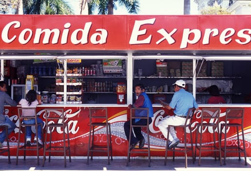 a fast food shop in the town of Esquipulas in Guatemala in Central America.
