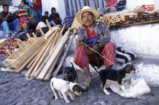 People in traditional clotes in the Village of Chichi or Chichicastenango in Guatemala in Central America.