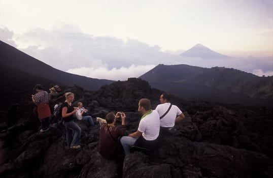the landscape allound the Volcano Pacayal near the City of Guatemala City in Guatemala in central America.