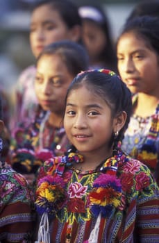 People in traditional clotes in the Village of Chichi or Chichicastenango in Guatemala in Central America.