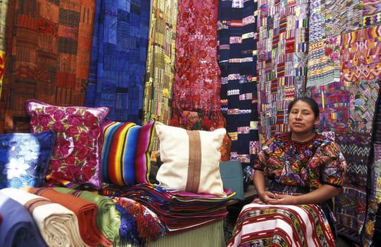 People in traditional clotes in the Village of Chichi or Chichicastenango in Guatemala in Central America.