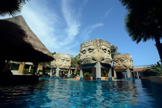 the Hotel Pool of the Rawai Palm Beach Resort in Rawai on the Rawai Beach on the Phuket Island in the south of Thailand in Southeastasia...