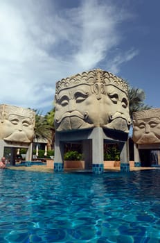 the Hotel Pool of the Rawai Palm Beach Resort in Rawai on the Rawai Beach on the Phuket Island in the south of Thailand in Southeastasia...