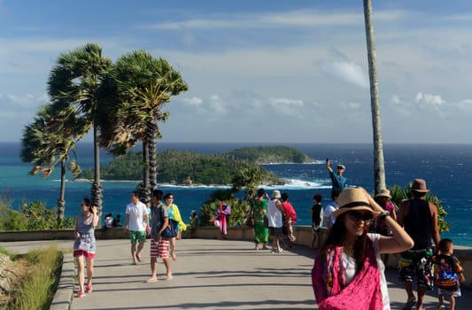 the view Point of Laem Promthep near Rawai Beach in the south on the Phuket Island in the south of Thailand in Southeastasia...