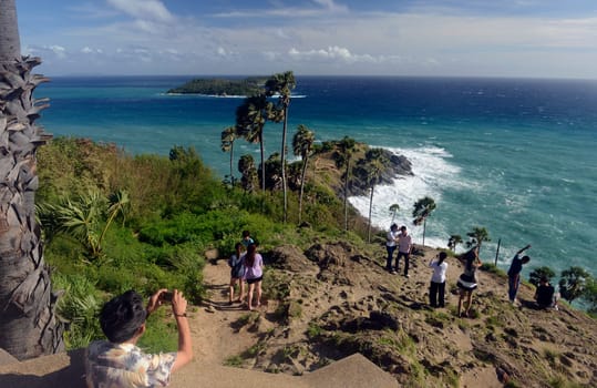 the view Point of Laem Promthep near Rawai Beach in the south on the Phuket Island in the south of Thailand in Southeastasia...