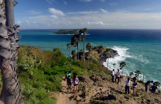 the view Point of Laem Promthep near Rawai Beach in the south on the Phuket Island in the south of Thailand in Southeastasia...
