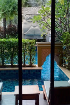 the Hotel Pool of the Rawai Palm Beach Resort in Rawai on the Rawai Beach on the Phuket Island in the south of Thailand in Southeastasia...