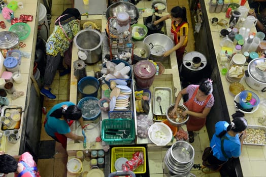 a reataurant at the day Market in the city of Phuket on the Phuket Island in the south of Thailand in Southeastasia...