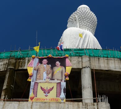 the big Buddha at the Wat Chalong on the Phuket Island in the south of Thailand in Southeastasia...