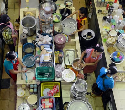 a reataurant at the day Market in the city of Phuket on the Phuket Island in the south of Thailand in Southeastasia...