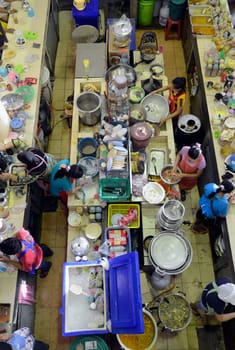 a reataurant at the day Market in the city of Phuket on the Phuket Island in the south of Thailand in Southeastasia...