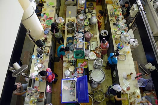 a reataurant at the day Market in the city of Phuket on the Phuket Island in the south of Thailand in Southeastasia...