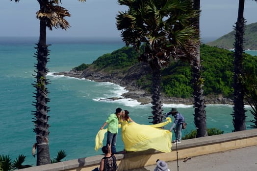 the view Point of Laem Promthep near Rawai Beach in the south on the Phuket Island in the south of Thailand in Southeastasia...