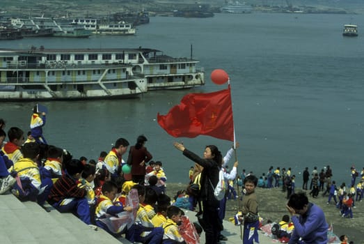 childern of a school holyday in the city of Chongqing in the province of Sichuan in china in east asia.