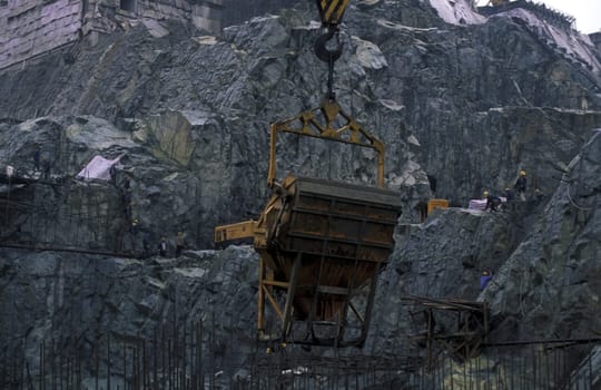 the constructions work at the three gorges dam project on the yangzi river in the province of hubei in china.