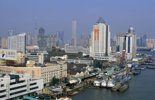 the Huangpu River in the City of Shanghai in china in east asia.
