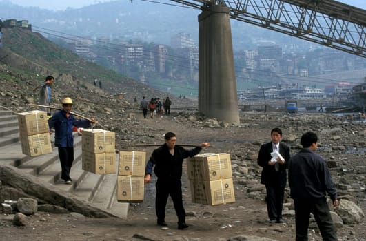 Transport people at the yangzee river in the city of Chongqing in the province of Sichuan in china in east asia.