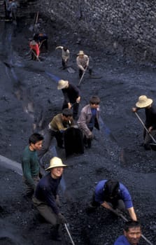 the coal workers in the village of fengjie in the three gorges valley up of the three gorges dam project in the province of hubei in china.