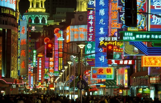 the Nanjing Dong Lu road in the City of Shanghai in china in east asia.