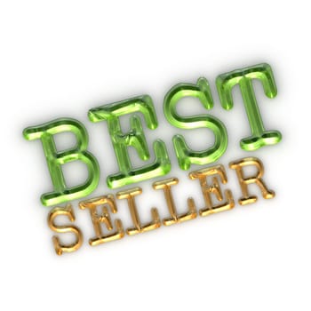 Glossy gold three-dimensional inscription Best seller as a sign.