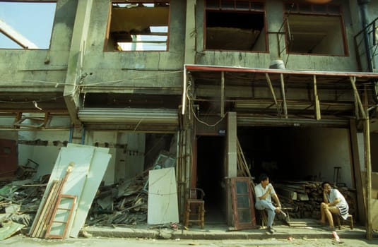 working people in the construction in the City of Shanghai in china in east asia.