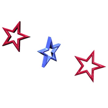Stars. Isolated on white. Three dimensional render.