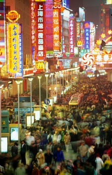 the Nanjing Dong Lu road in the City of Shanghai in china in east asia.