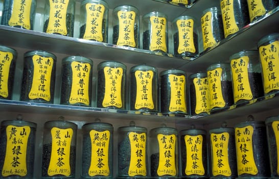 a tea shop in the town of Yangshou near the city of  Guilin in the Province of Guangxi in china in east asia.