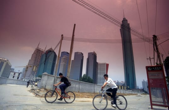 the city of Shenzhen north of Hongkong in the province of Guangdong in china in east asia.